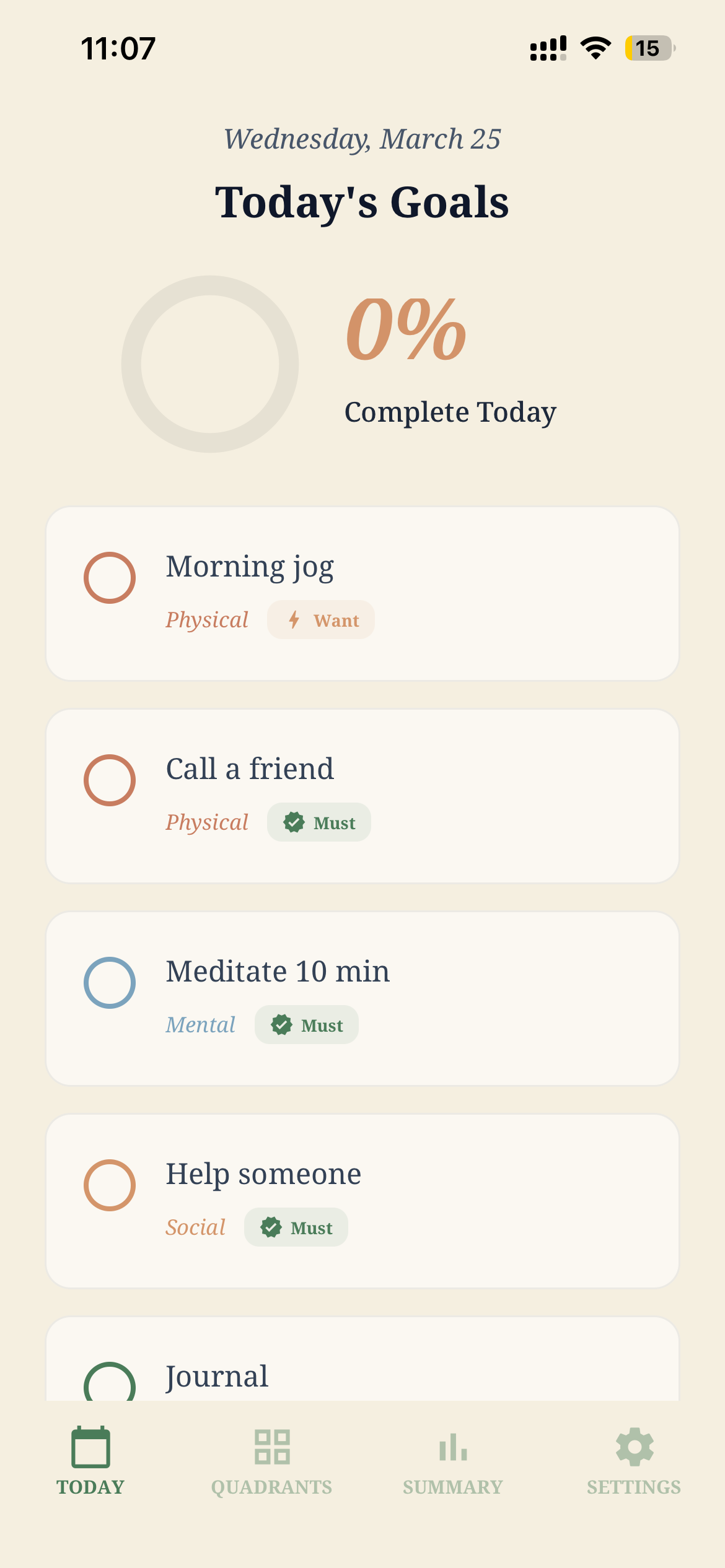 Today's Goals